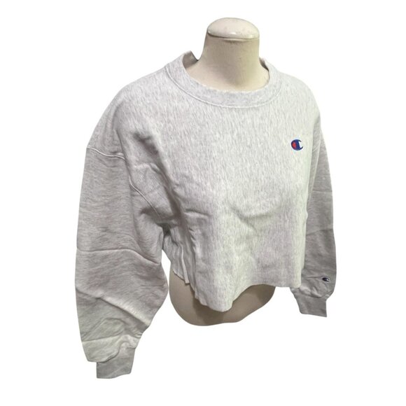 Champion Reverse Weave Heavyweight Long Sleeve Crewneck Cropped Sweatshirt Sz La - Picture 2 of 11